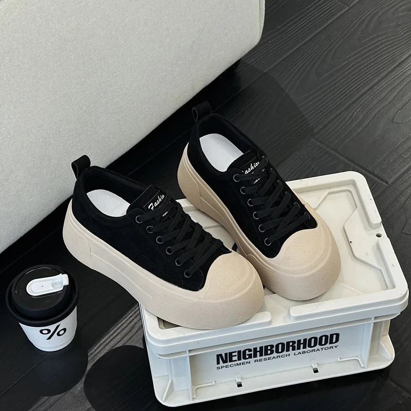 Thick soled board shoes female wind leopard print retro soft sole leisure 2025 spring and autumn explosive sports increase board 3