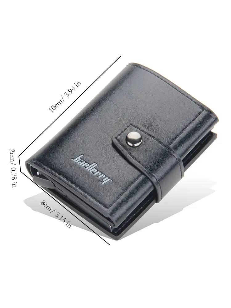 Card Holder Trendy Fashion Metal Aluminum Shell BAELLERRY Auto Spring Card Buckle RFID Card Holder for Men