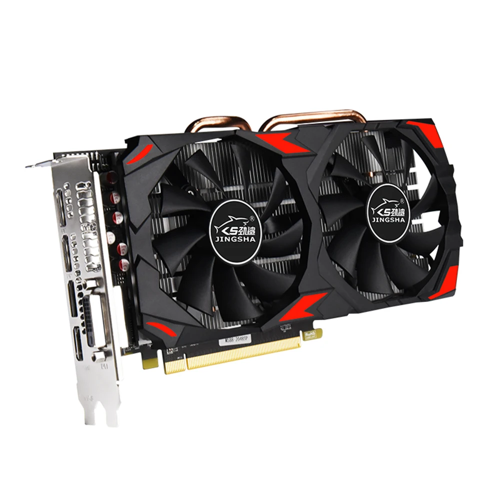 JINGSHA RX580 Gaming Graphics Card 8GB/GDDR5/256bit Memory 1257/1340MHz Core Frequency 2 Cooling Fans Design 3*DP+HD+DVI Ports graphics card for gaming pc