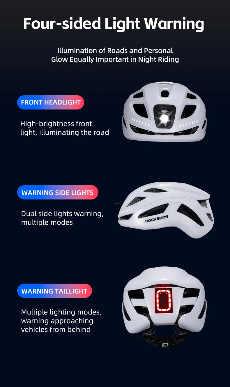 Bike Headlamp Cycling Helmet Ultralight Type-C Charging Bicycle Light Helmet Spo