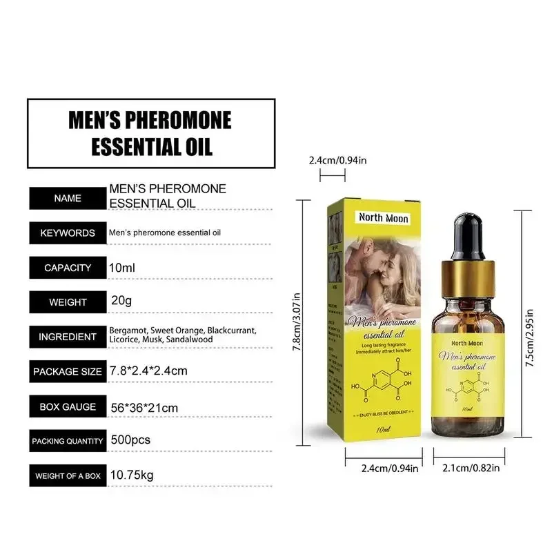 Pheromone Essential Oil 10ml Men Long Lasting Natural Refreshing Body Essence Fragrance Attracts Women