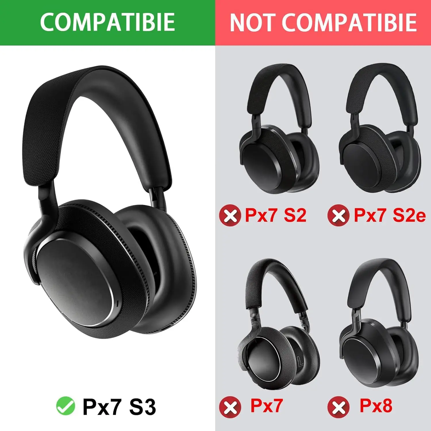 Px7 S3 Replacement Earpads Compatible with Bowers & Wilkins Px7 S3 Wireless Headphones (Do Not Fit PX7 / PX8 Headphones)