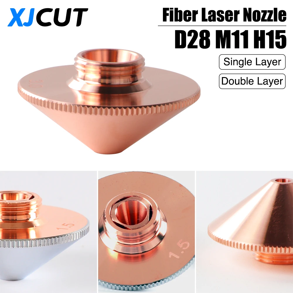 XJCUT 레이저 깍지 D28, Precitec WSX 싱글 더블 레이어 스레드, M11 구경 0.8-5.0mm P0591-571-0001 파이버 레이저 커팅 헤드