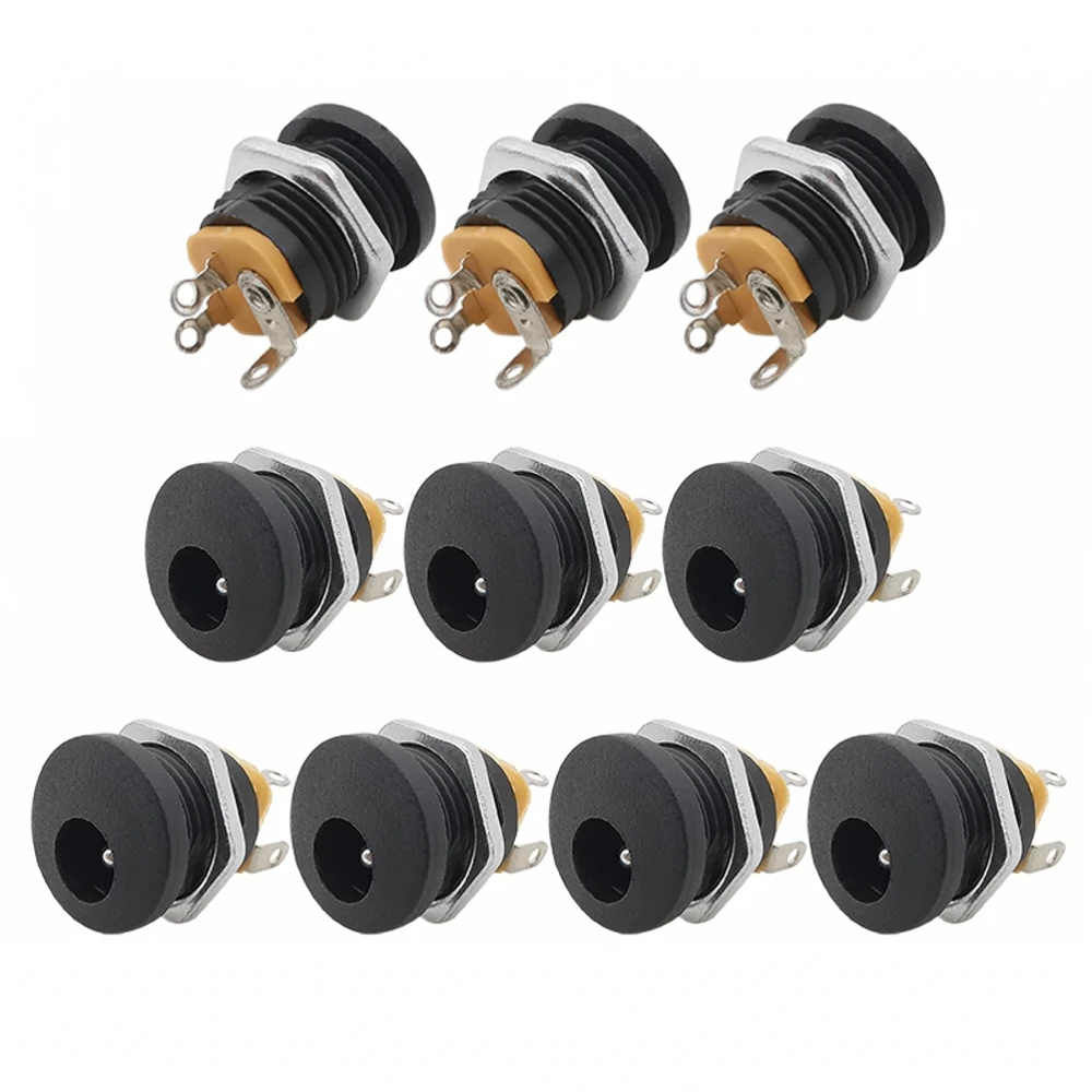 10pcs Dc022 5.5x2.1mm Dc Power Socket Plug Jack Dc Connectors Round