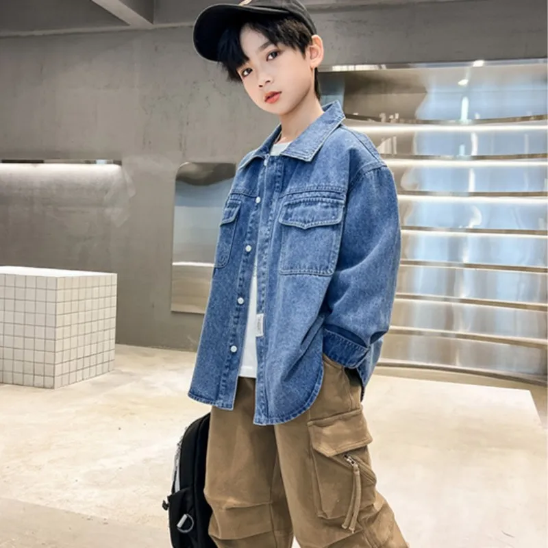 Boys Coat Jacket Cotton Outerwear Overcoat Loose Jean Spring Autumn High Quality Children's Warm Clothing