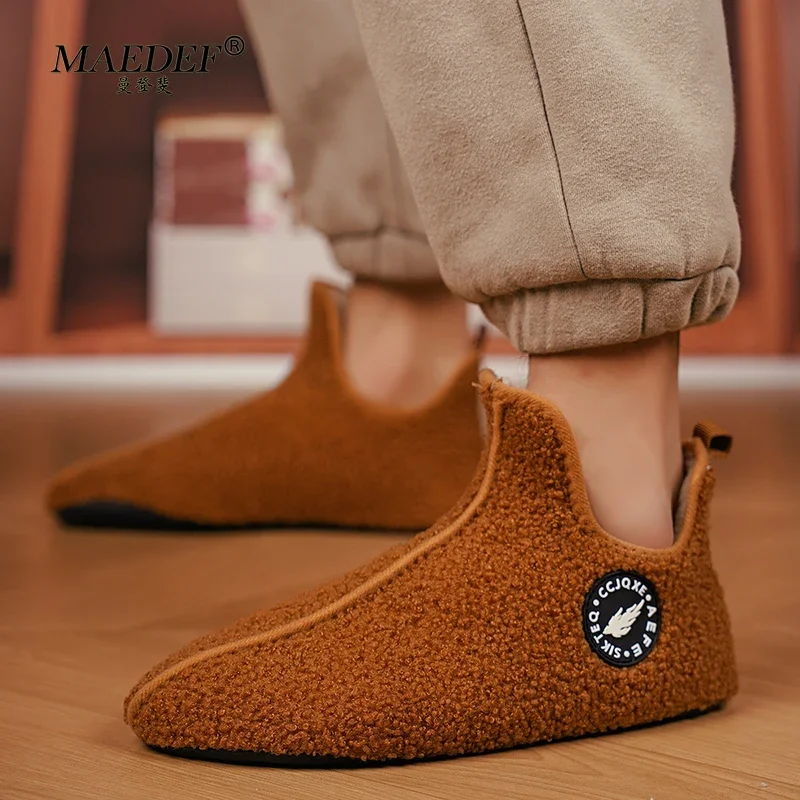 YRZL Men Winter Slippers High Quality Lightweight Disign Shoes Fashion Women Plush Slipper Warm Slip on Casual Shoe for Couples