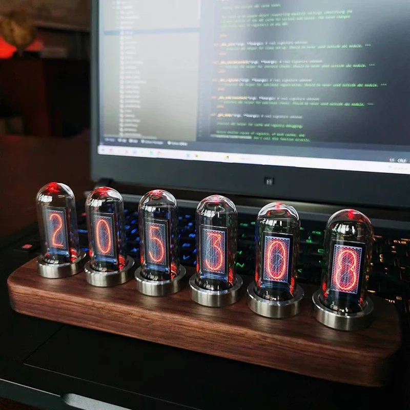 Glow Nixie Tube Clock Bedside Digital Alarm Elekstube IPS Electronic LED Table Clock Digital Bedside Watch Digital Calendar Gift 2