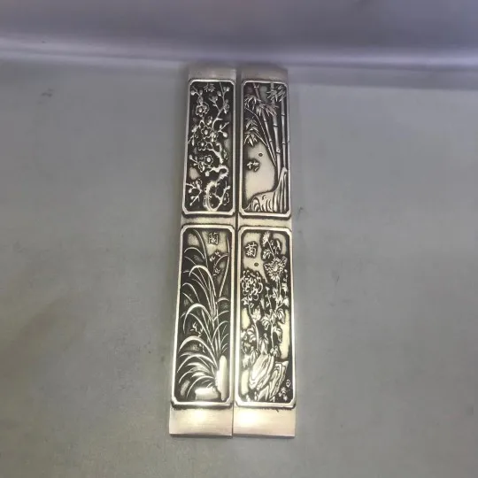 

Квадратная линейка из бамбука с изображением четырех сокровищ учебы джентльмена сливы орхидеи из твердой латуни бумаги линейка для прессования сипап