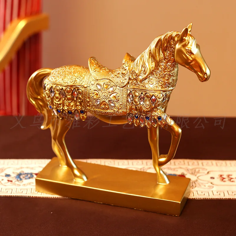 

New Chinese style desk ornaments resin craft office living room porch wine cabinet home horse ornaments ornaments