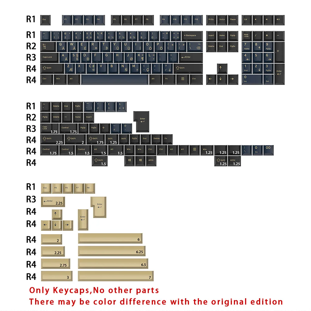 GJ-Samurai azul PBT Doubleshot Keycap Set, perfil