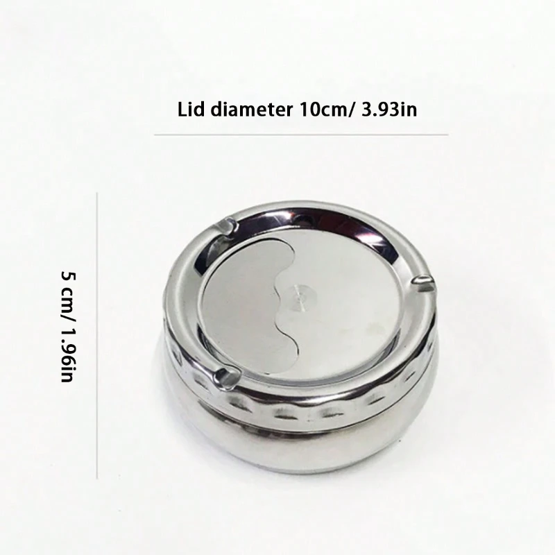 European stainless steel ashtray with cover home automatic extinguishing living room bedroom round smoke cup large anti-fall