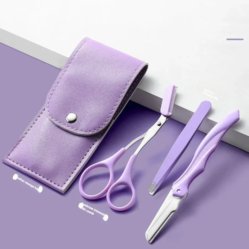 Makeup Tools 3Pcs/Set Portable Eyebrow Trimming Set Eyebrow Razor Scissors with Comb
