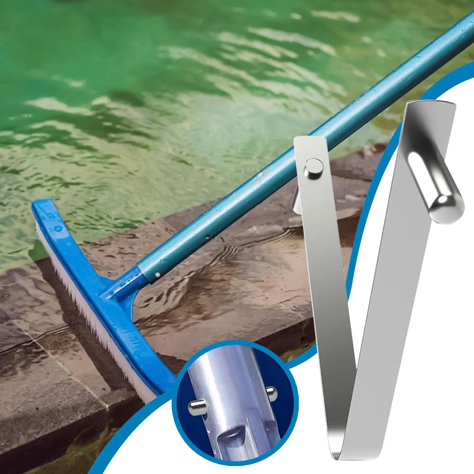 Pool Pole Butterfly V-Clip Replacement Stainless Steel Pool V Clip Telescopic Rod Replacement Parts For Vacuum Head Poles