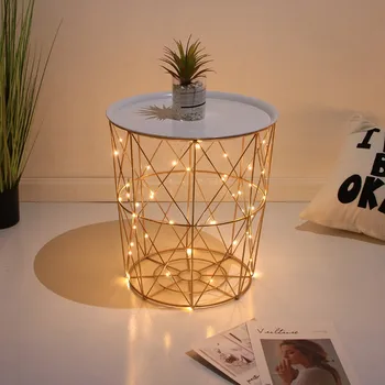 Minimalist Furniture Computer TV Tray Metal Coffee Table Living Room Sofa Side Table Storage Basket Console Table