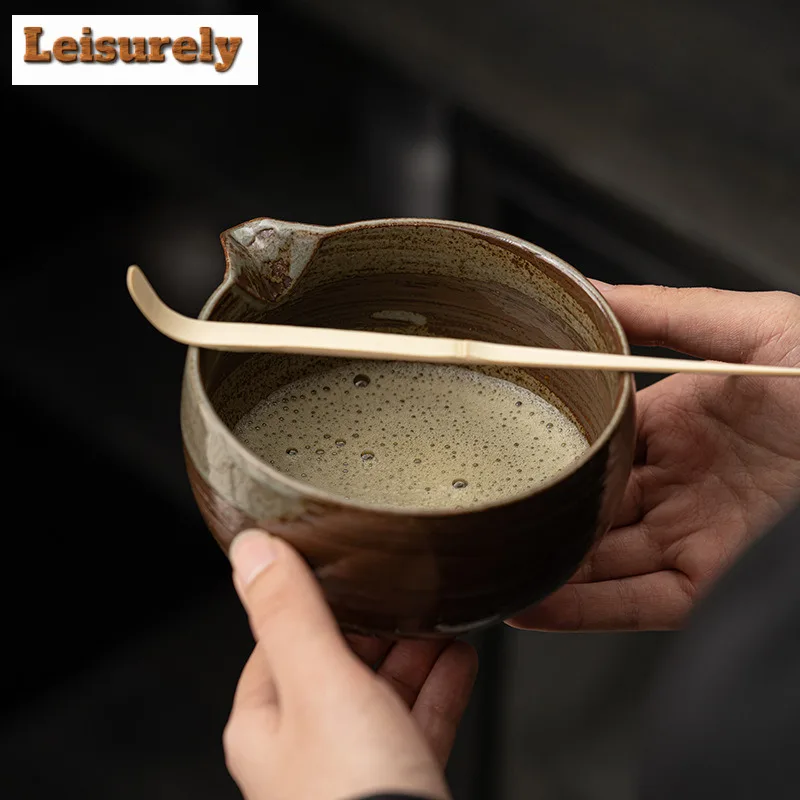 Japanese Coarse Pottery Matcha Tea Set Bamboo Tea Brush Ceramic Tea Bowl Composition Chinese Traditional Tea Tools Holiday Gifts