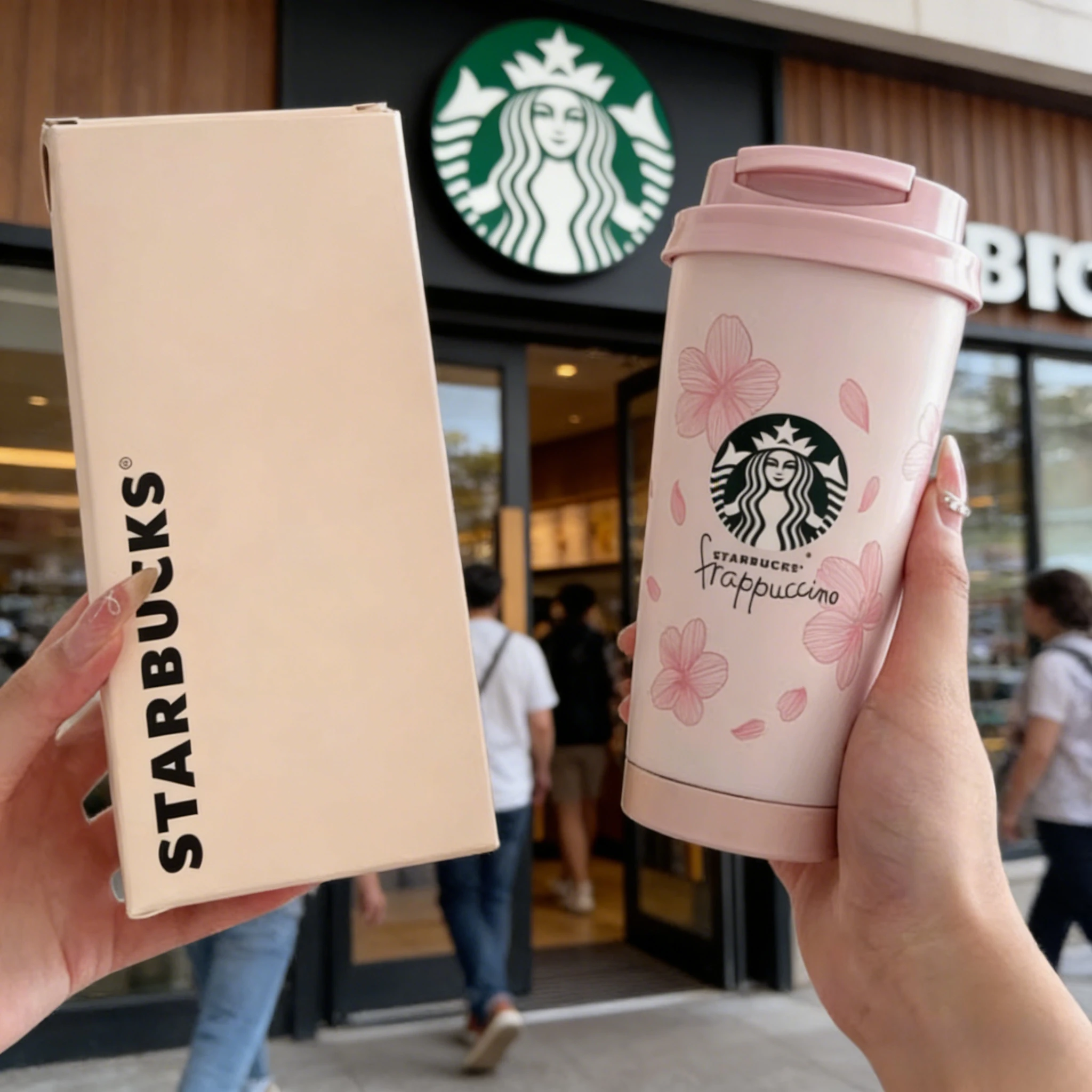 كوب قهوة ستاربكس الحراري بتصميم زهر الكرز - ستانلس...