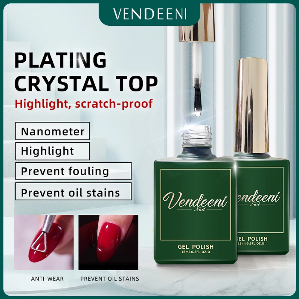 

Vendeeni 15ml Gel Nail Polish Diamond Top Coat For Reinforce Gel Varnish Long Lasting UV Soak Off High Light Nail Art Varnish