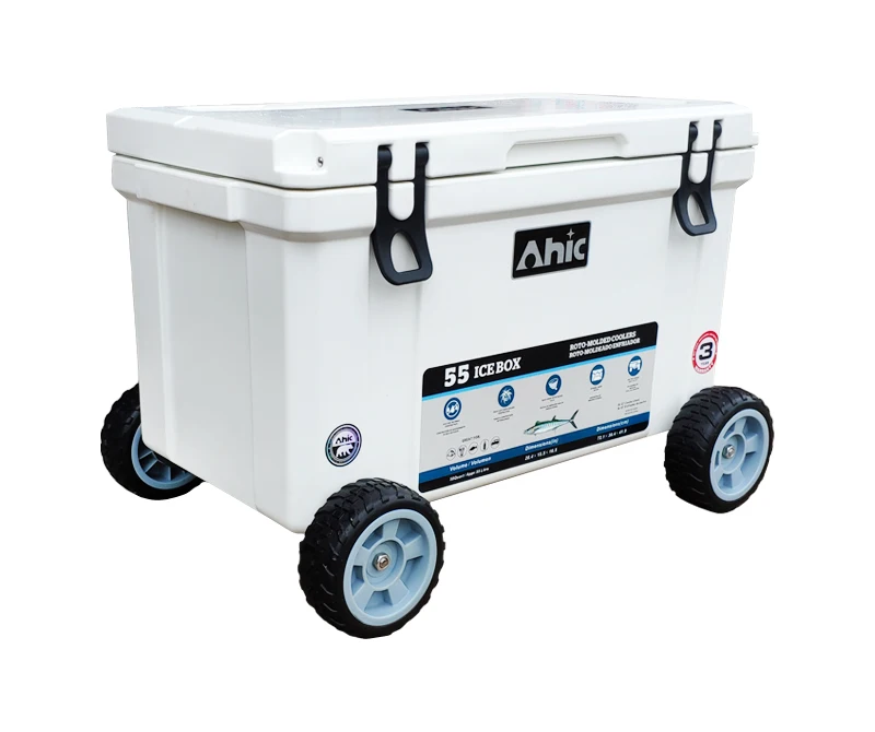 50l Plastic Large Cooler Plastic Can Beer Insulated Food Box Ice Chest Cooler Box With Wheel For Outdoor Fishing