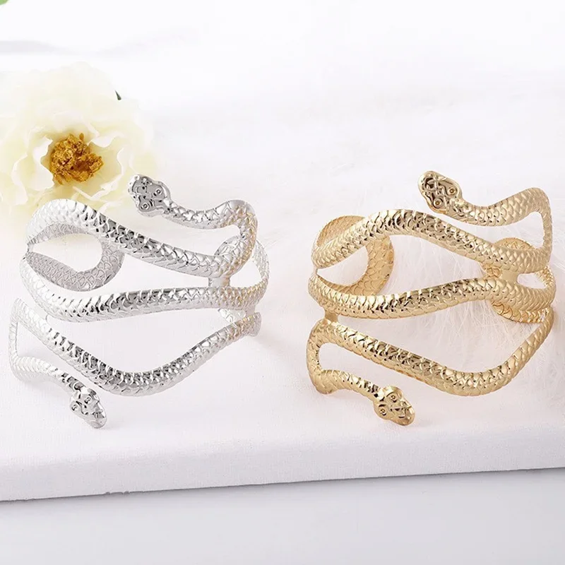 Creative Snake Shape Bracelets Silver Plated Jewelry Personality Snake Arm Cuff Temperament Animal Opening Bangles Jewelry Gifts bangle bracelet snake bangle bracelet