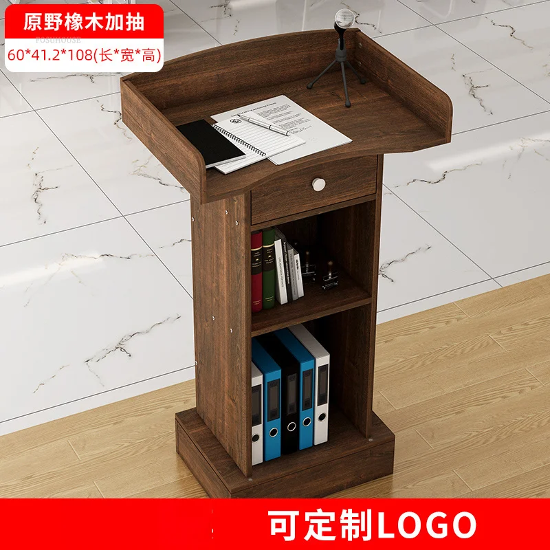 Podio Con Cassetto E Guardrail - Scrivania Per Conferenze 100x40x90 Cm