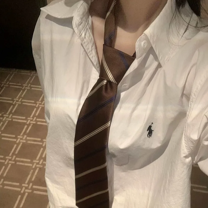 Stylish Sweet Cool College Striped Tie Female Korean Niche Design Uniform Shirt Casual Versatile Scarf Accessories