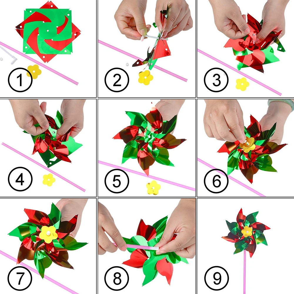 Pinwheel Plastic DIY Lawn Windmill Decorative Wind Spinners for windmill toys wind spinner garden windmill Garden Yard Decor Toy 50Pcs