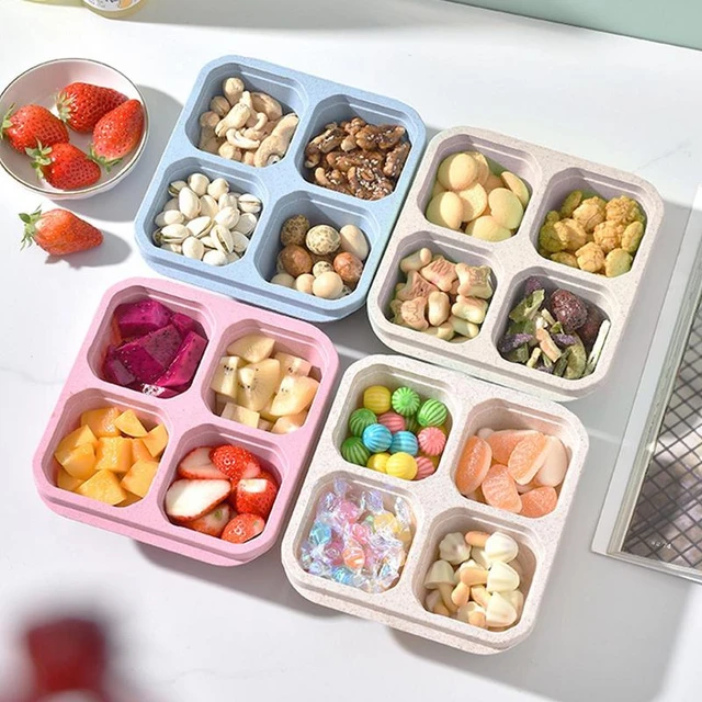 Leak Proof Lunch Containers Portable Children Divided Snack Boxes 4 Grids  Compartment Lunch Containers multiuse food storage box - AliExpress