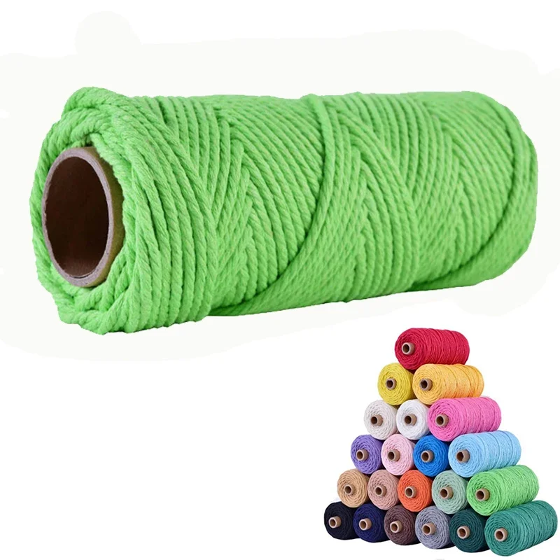 3mm Cotton Cord Colorful Handmade Rope Twisted Macrame String DIY Home Wedding 50m Handmade Macrame Boho Decor