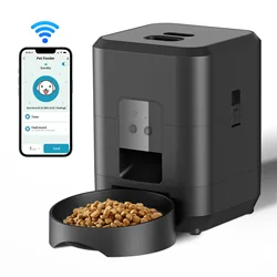 Automatic Smart Pet Feeder with Timed Dispenser and Slow Feeding Bowl (Black WIFI Feeder)