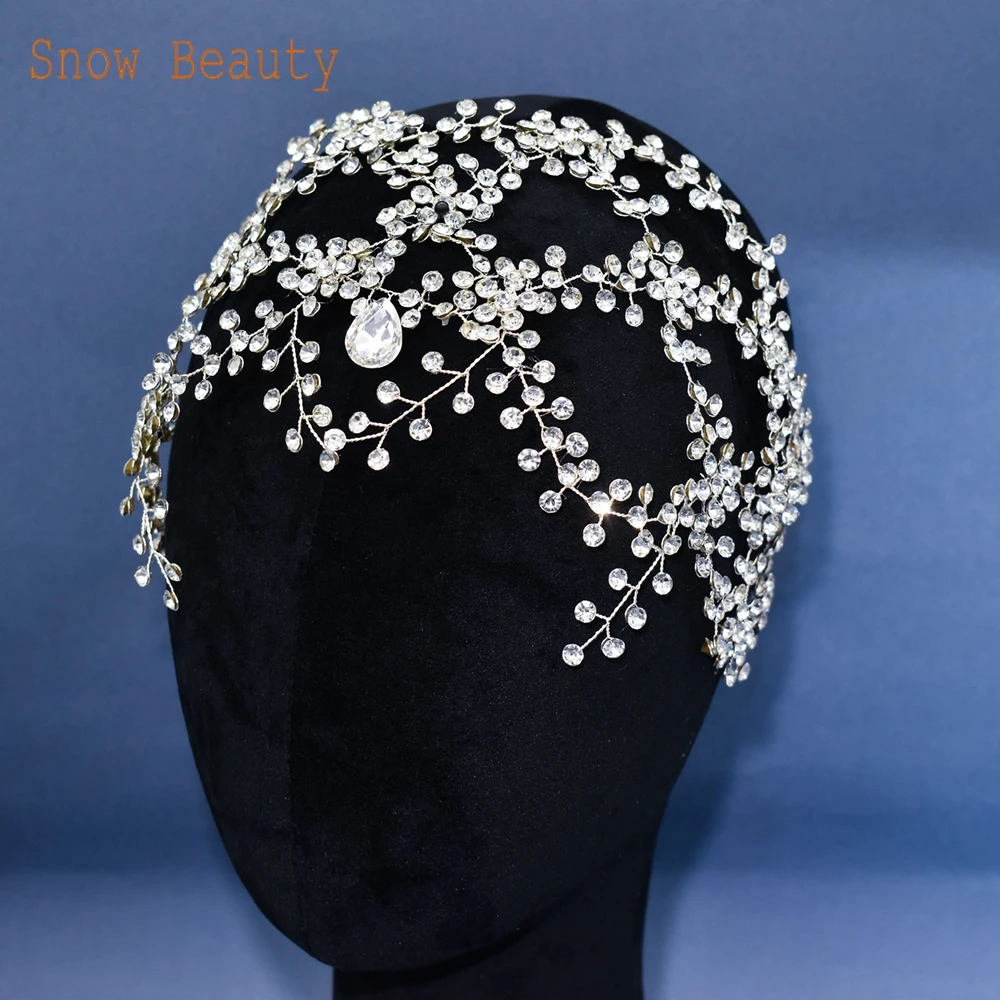 

A446 Fashion Bridal Hair Accessories Forehead Jewelry Pageant Headpieces Bride Headband Bride Tiara Rhinestone Women Tiara