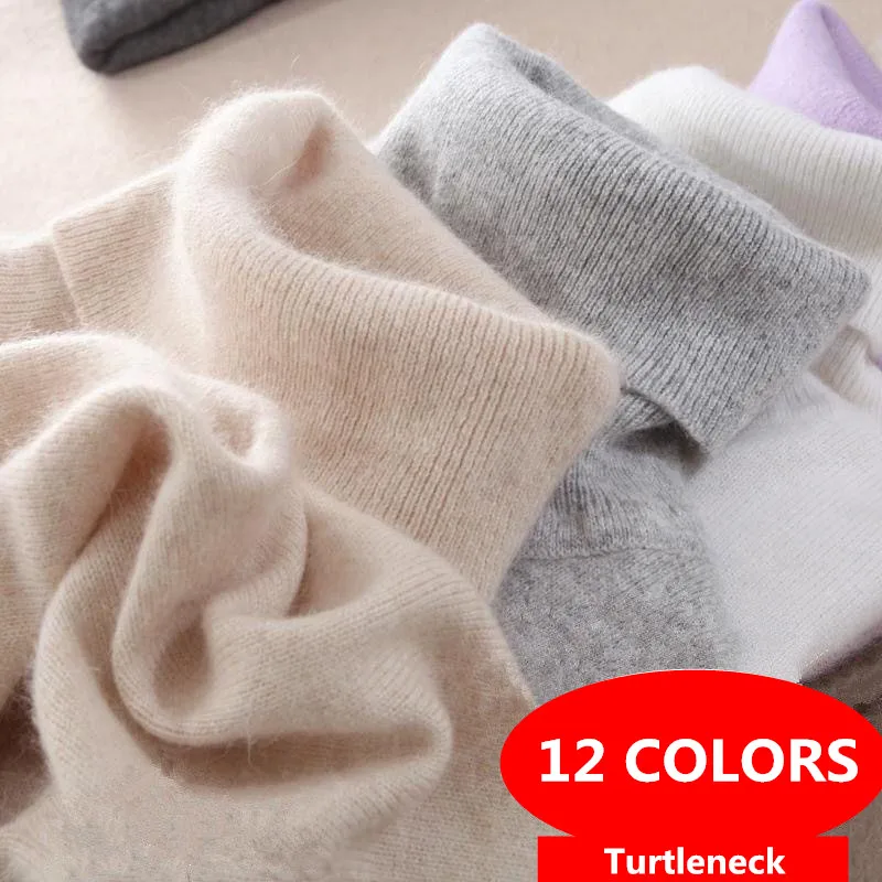 12 Colors Women Cashmere Wool Sweater Pullovers Pull Femme Autumn Winter High Neck Knitting Sweaters Turtleneck for Women Jumper 1