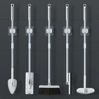 2/4PCS Home Storage Rack Bathroom Suction Hanging Pipe Traceless Hooks Wall Mounted Mop Organizer Holder Waterproof Broom Hanger 2