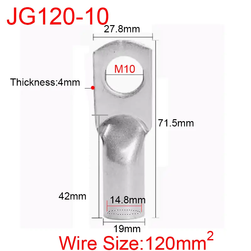 JG6/10/16/25/35/50/70/95/120-300 Marine Copper Screw Hole Electric Wire Cable Ring Tubular Cord End Lug Connector Crimp Terminal - Image 13