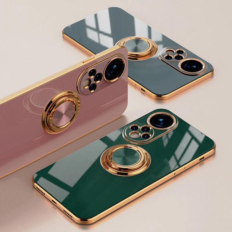 Custodia In Silicone Di Lusso Per Huawei Honor 50 70 90 20 P50 P40 P30 P20 Pro Nova 9 5T Custodia Protettiva Magnetica Completa Con Supporto Ad Anello