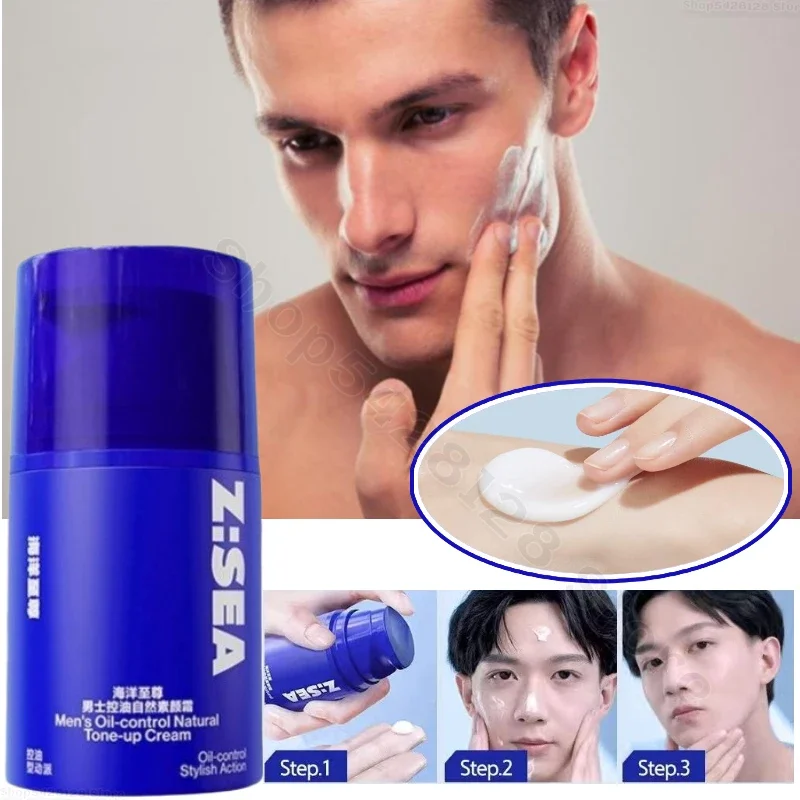 Zsea Men's Natural Concealer Refreshing Oil Control Evenly Brightens Skin Color Hides Shrinking Pores Moisturizing Cream 50g