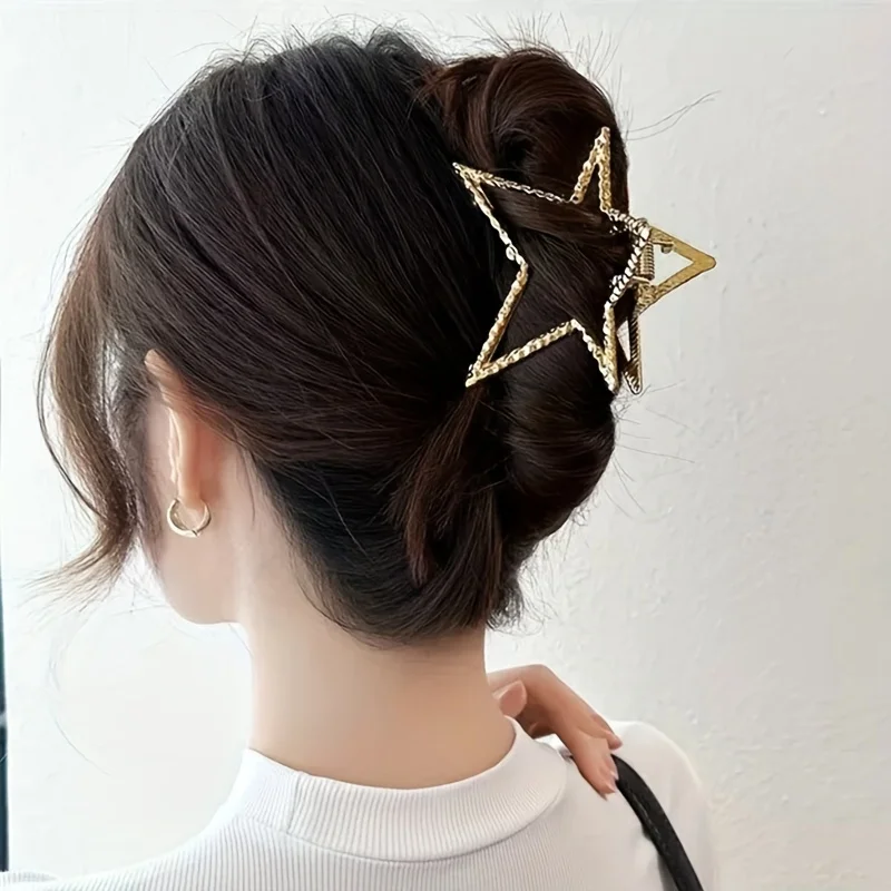 y2k five-pointed star metal grab clip Europe and the United States wind temperament grab clip female hair clip