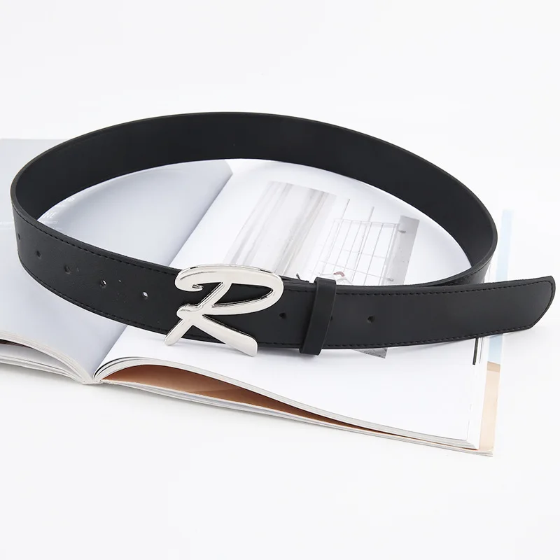 

High Quality and Fashionable Women's Simple and Smooth Letter R Buckle Belt Women's Clothing Jeans Women's Decorative Belt