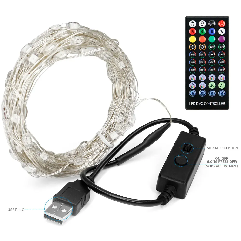 WS2812B RGBIC LED Strip String Lights Copper Wire WS2812