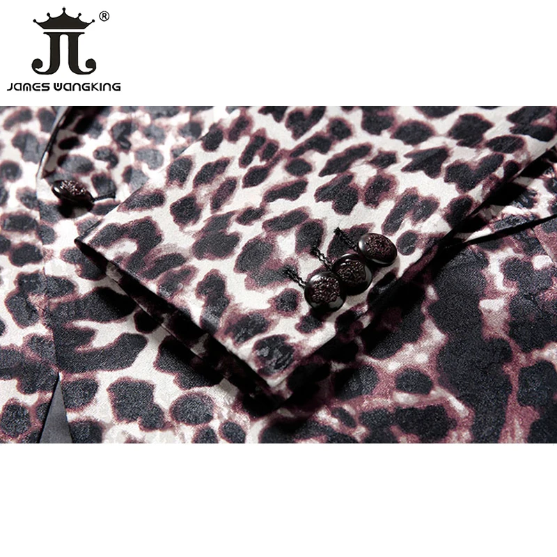 ( Blazer + Pants) Stage Host Apparel Mens Suit Nightclub Prom Social Slim Tuxedo Fashion Cool Leopard Print Dress Formal Suit 3