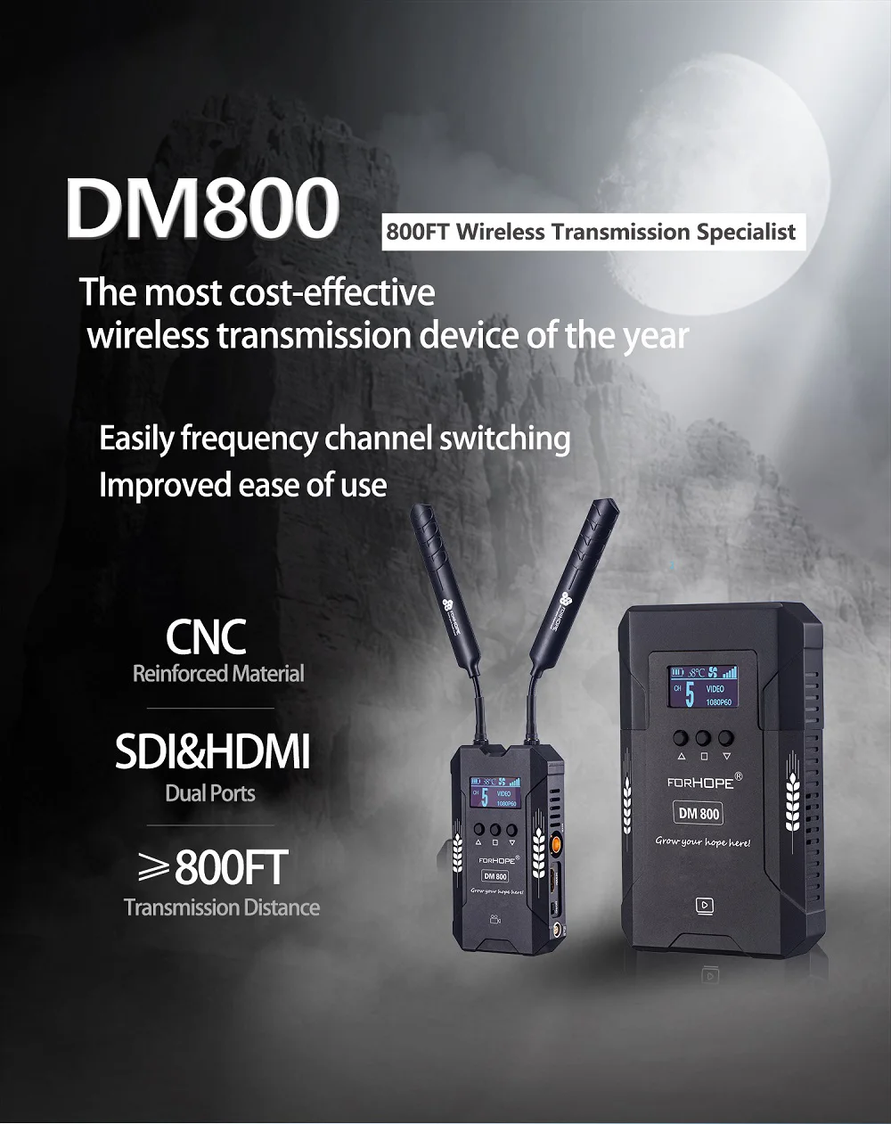 DM800 for Film Shooting 800FT Wireless Video Transmission System HDMI-Compatible