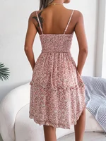 Women's Summer Casual Floral Print Ruffles Chiffon A Line Dress Beach Style Clothing 2026 Valentine's Day Elegant Midi Dress - Image 2