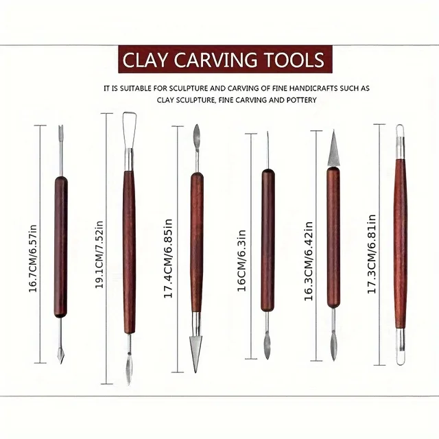 6 pièces outil de sculpture poterie manche en bois ensemble cire sculpture sculpter lissage polymère Shapers poterie argile céramique outil accessoires 2