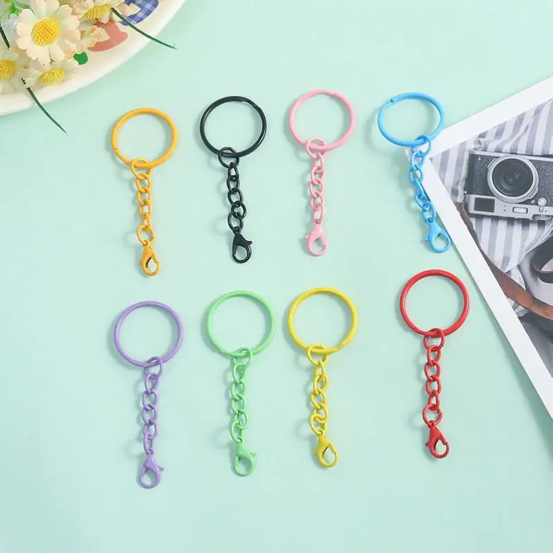 여자친구를 위한 DIY 쥬얼리 제작을 위한 다채로운 체인과 랍스터 클래스프가 있는 키체인 링, 장인용 키체인 용품