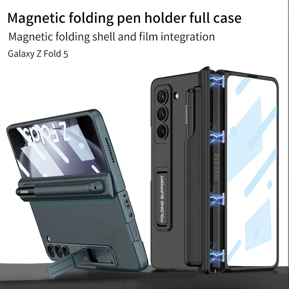 

Чехол для телефона с магнитным кронштейном для Samsung Galaxy Z Fold 5 5G, защитная крышка экрана камеры, противоударный чехол
