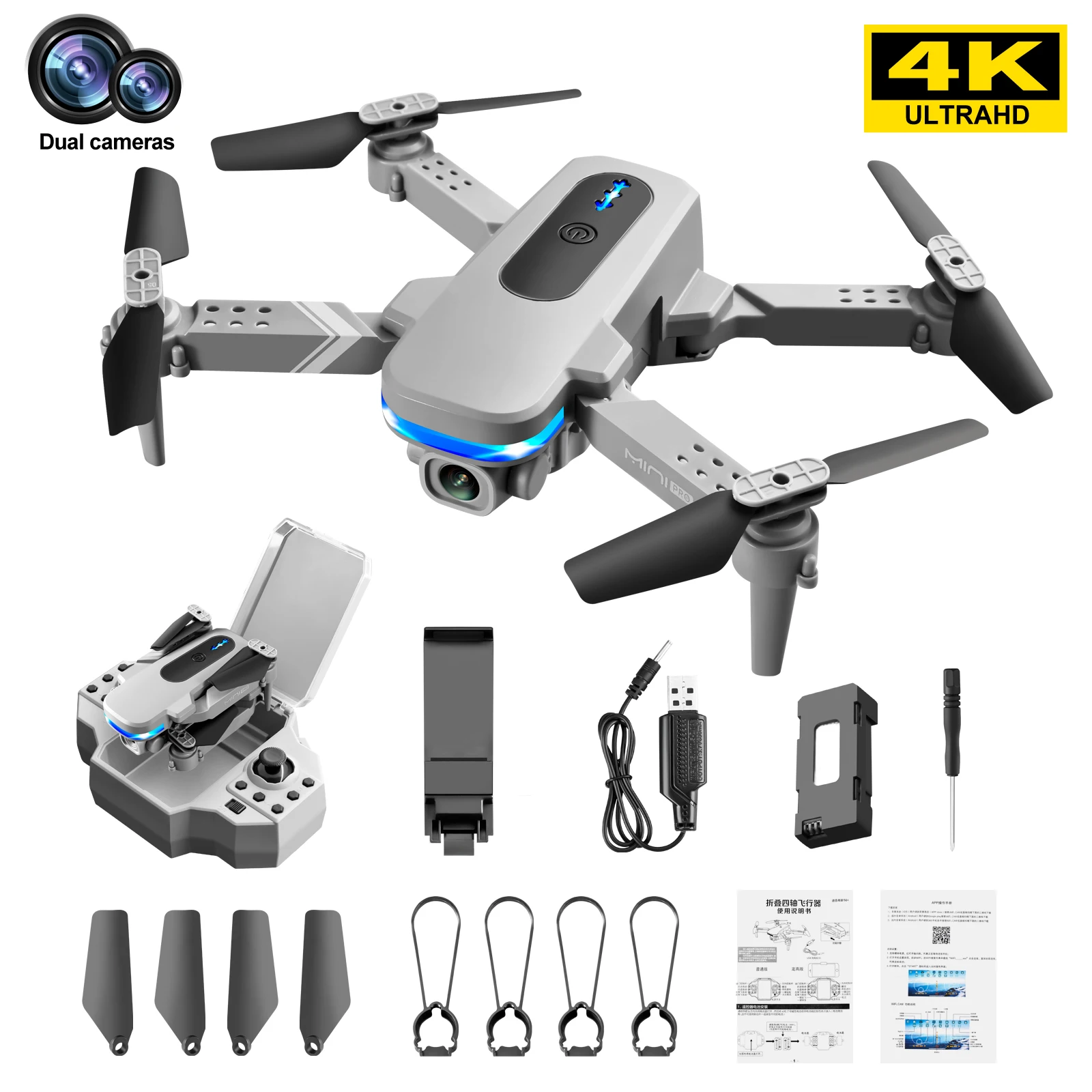 Мини-Дрон KY910 с двойной камерой 4K HD Wi-Fi FPV | Игрушки и хобби