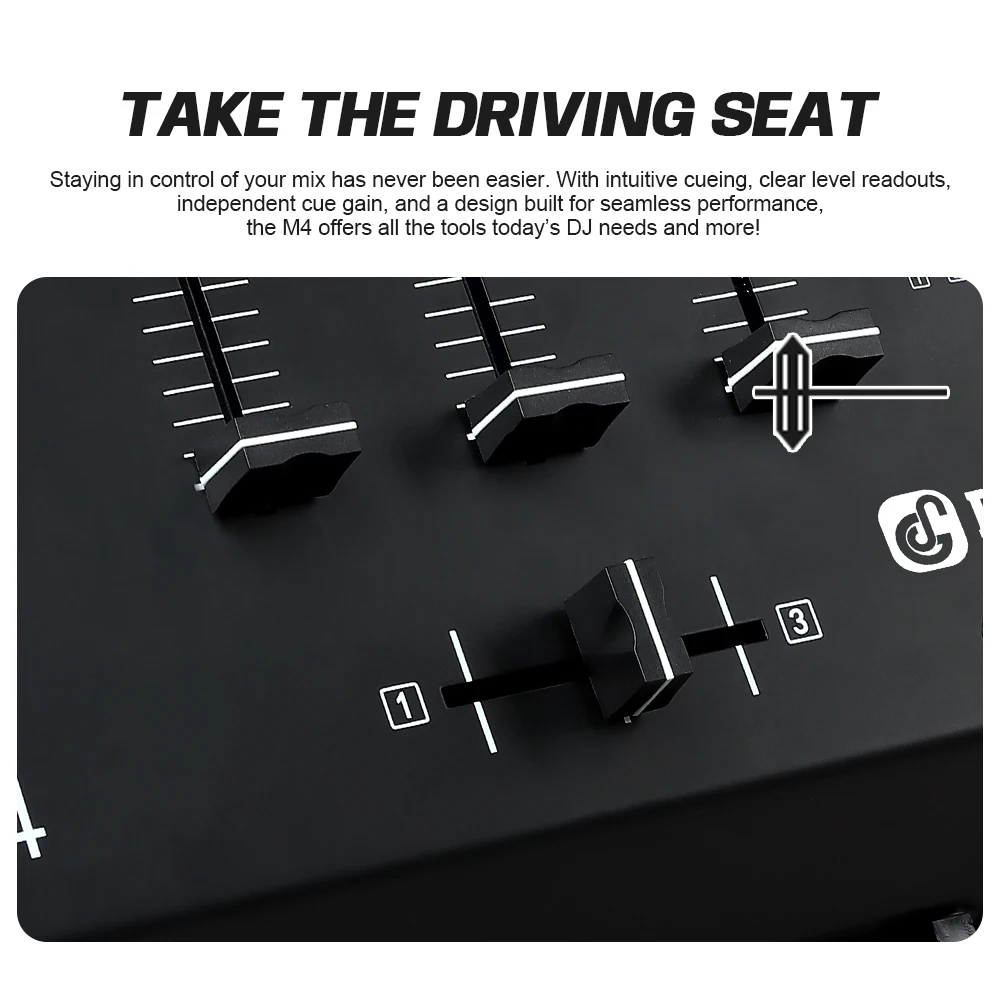 DGNOG 3-Channel DJ Mixer with Built-In Audio Interface 3-Band EQ Microphone Input and Replaceable Crossfader with Slope Control
