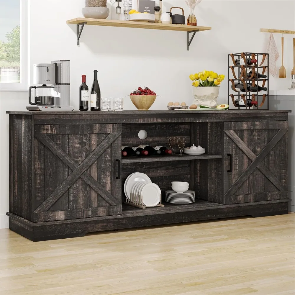 

Sideboard Buffet Storage Cabinet With Barn Door Coffee Bar Cabinet With Capacity 300 Lbs for Home Dinning Living Room Furniture