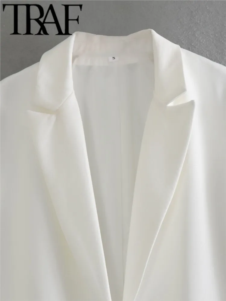 TRAF GAL 2024 Spring Summer Woman Fashion 10-color Rolled Up Sleeve Suit Jacket Casual Slim Double Pockets Fashion Blazers Y2K 6