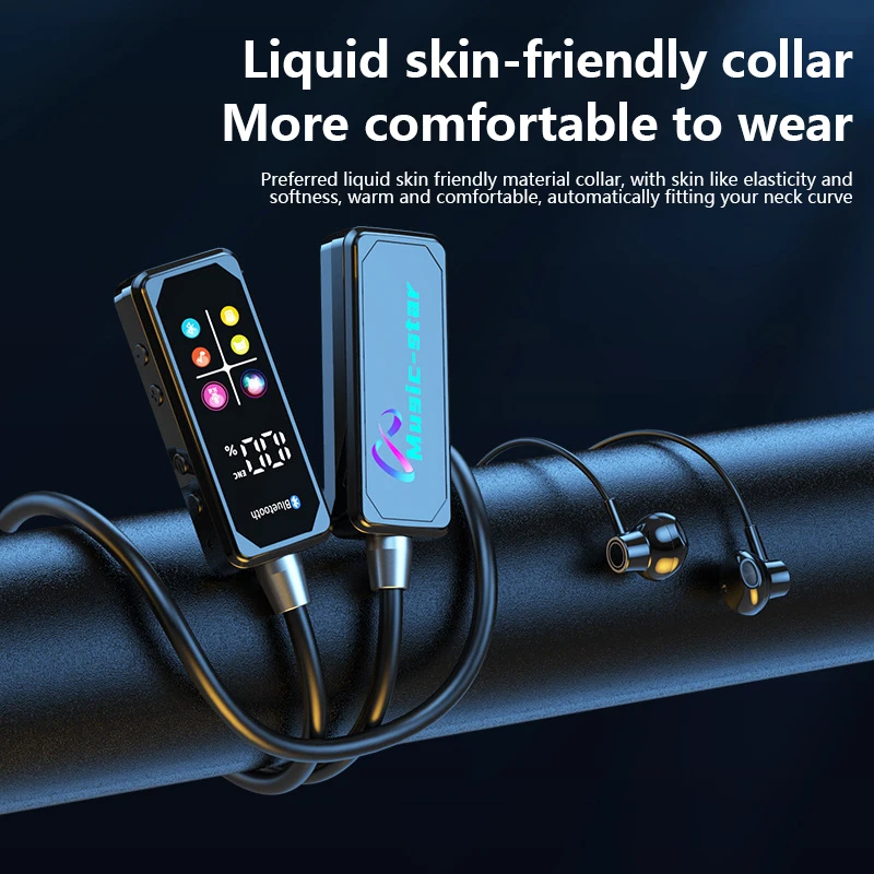 HD Screen Bluetooth Neckband Earphones - HiFi Stereo Noise Reduction Wireless Headsets