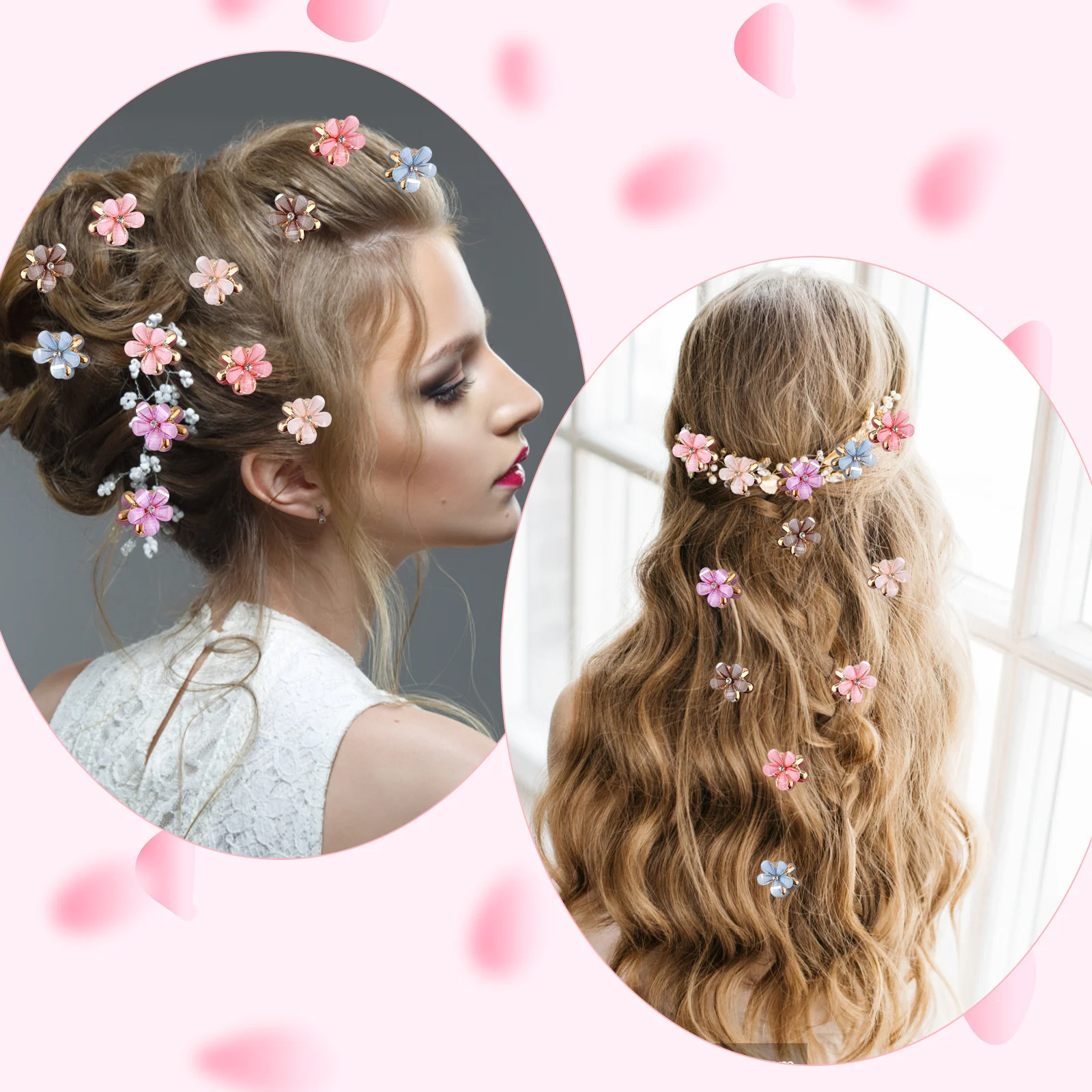 Super Fairy Hair Clips Women's Rose Hair Clips Tulip Mini Hair Clips Small Cute Metal Clips 12pcs Girls Hairstyle Tools